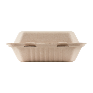 Wholesale 9'' x 9'' Bagasse Hinged Containers, Natural - 200 ct