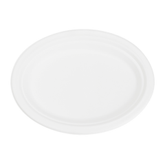 Wholesale 10''x8'' Compostable Bagasse Oval Plates - 500 ct
