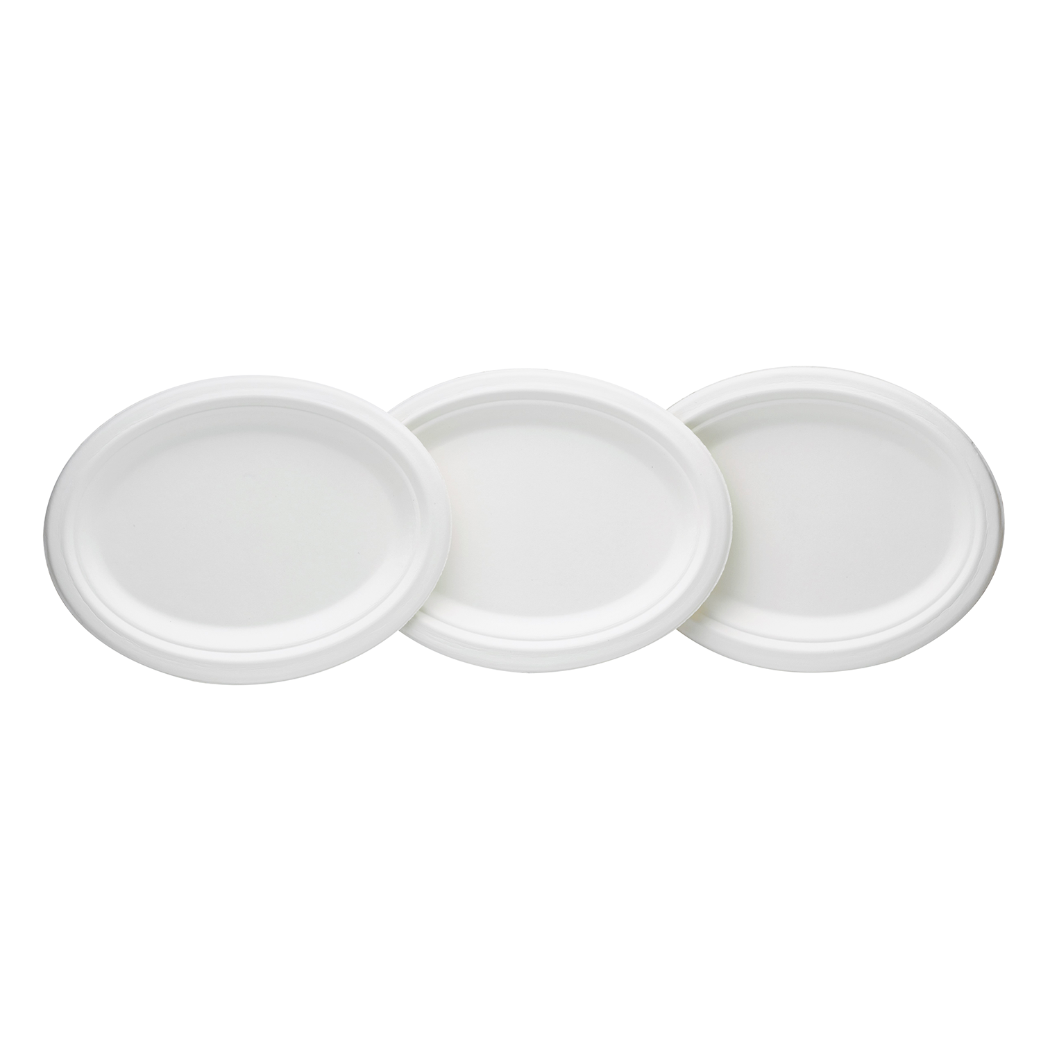 Wholesale 10''x8'' Compostable Bagasse Oval Plates - 500 ct