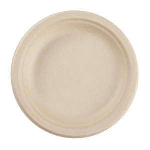 Wholesale 6'' Compostable Bagasse Round Plates, Natural - 1,000 ct