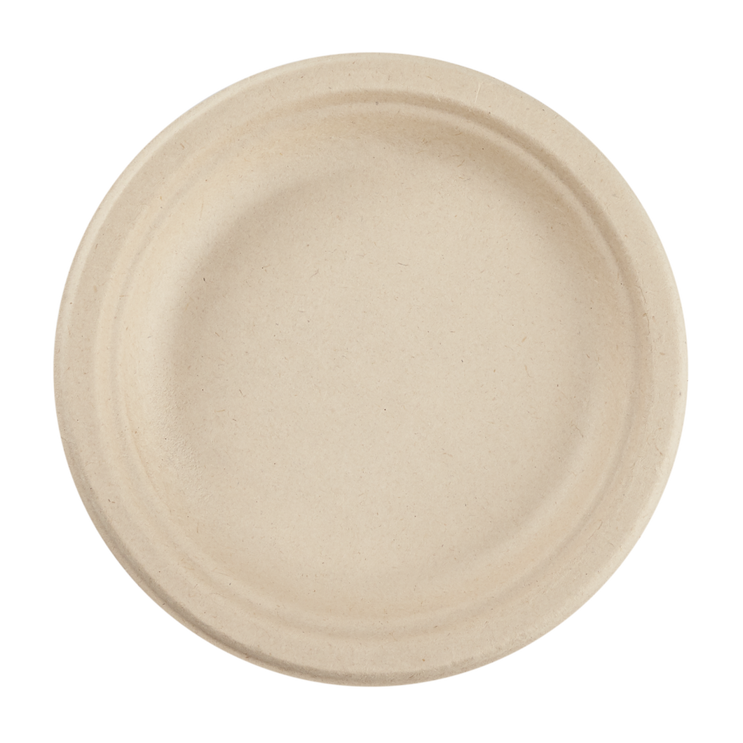 Wholesale 6'' Compostable Bagasse Round Plates, Natural - 1,000 ct