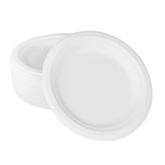 Wholesale 7'' Compostable Bagasse Round Plates - 1,000 ct
