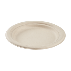 Wholesale 7'' Compostable Bagasse Round Plates Natural - 1,000 ct