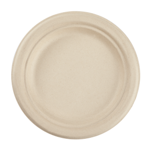 Wholesale 7'' Compostable Bagasse Round Plates Natural - 1,000 ct