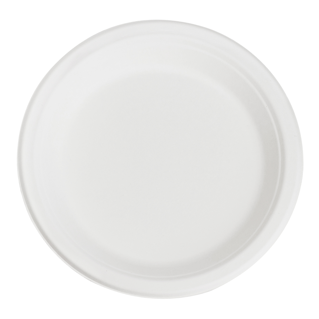 Wholesale 9'' Compostable Bagasse Round Plates - 500 ct