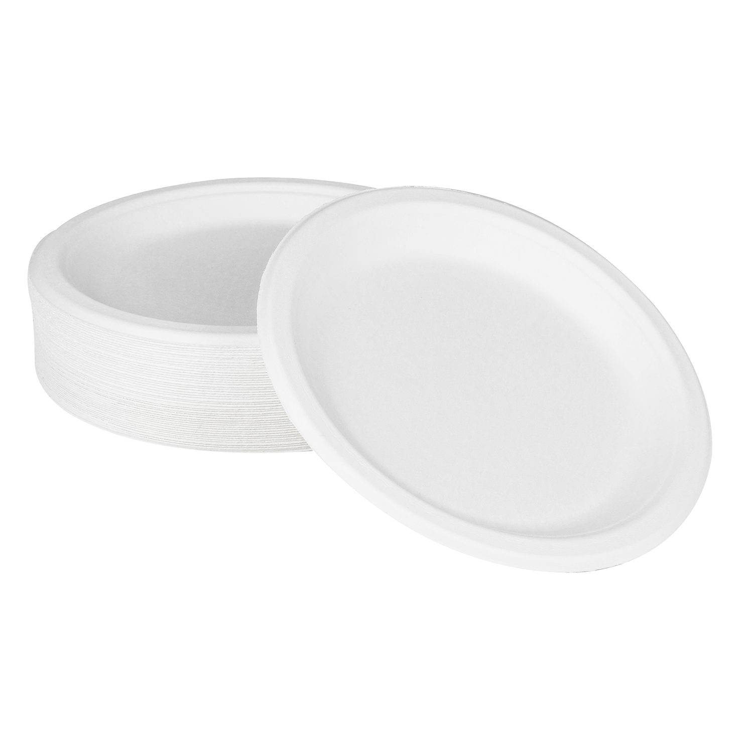 Wholesale 9'' Compostable Bagasse Round Plates - 500 ct