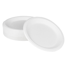 Load image into Gallery viewer, Wholesale 9&#39;&#39; Compostable Bagasse Round Plates - 500 ct

