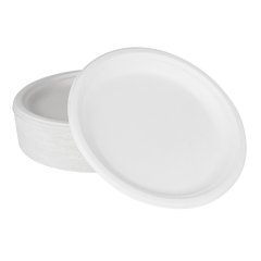 Wholesale 10'' Compostable Bagasse Round Plates - 500 ct
