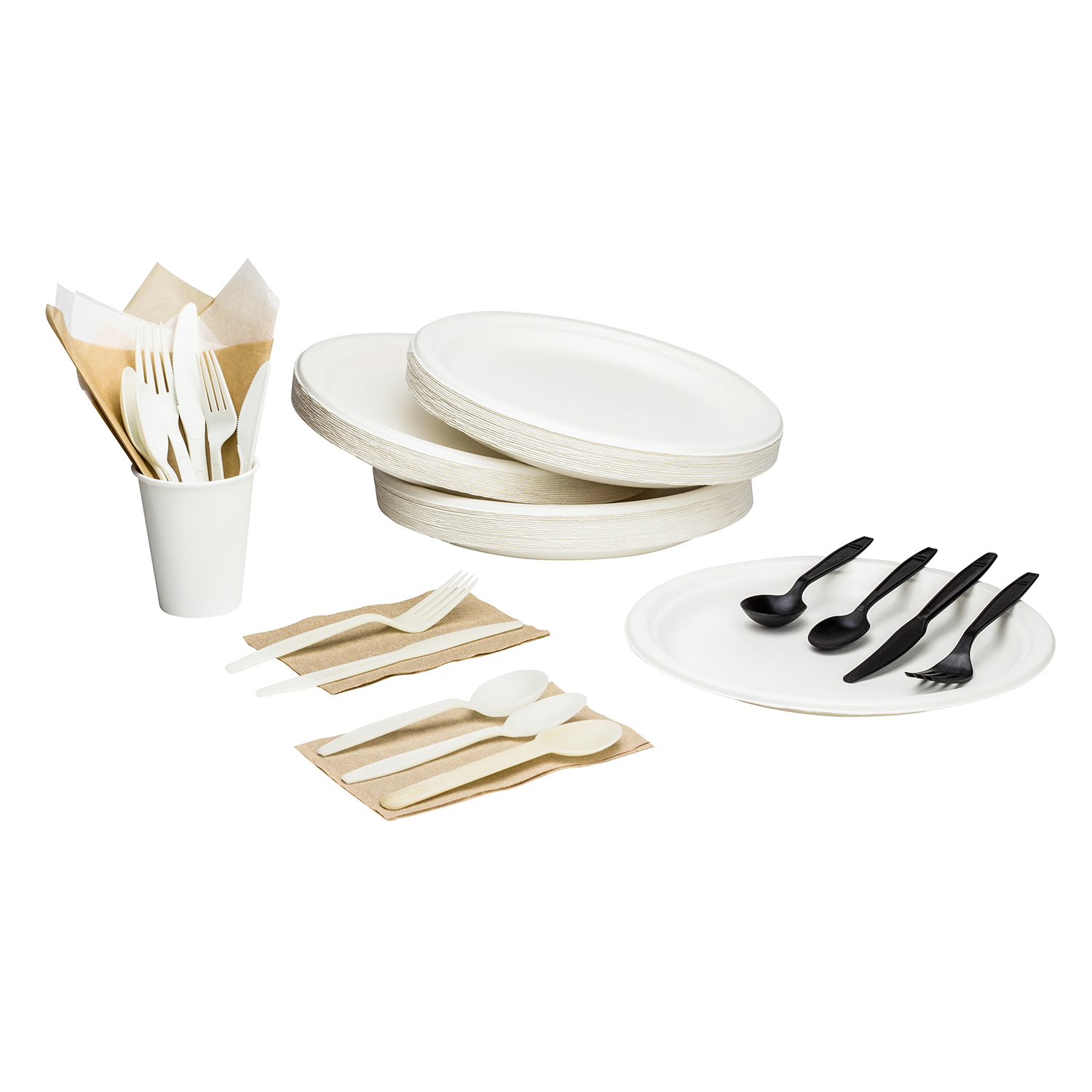 Wholesale 10'' Compostable Bagasse Round Plates - 500 ct