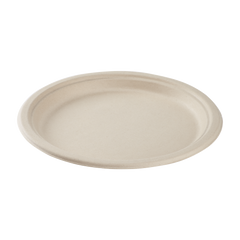 Wholesale 10'' Compostable Bagasse Round Plates, Natural - 500 ct