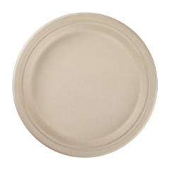 Wholesale 10'' Compostable Bagasse Round Plates, Natural - 500 ct