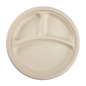 Wholesale 10'' Compostable Bagasse Round Plates, Natural - 3 Compartments - 500 ct