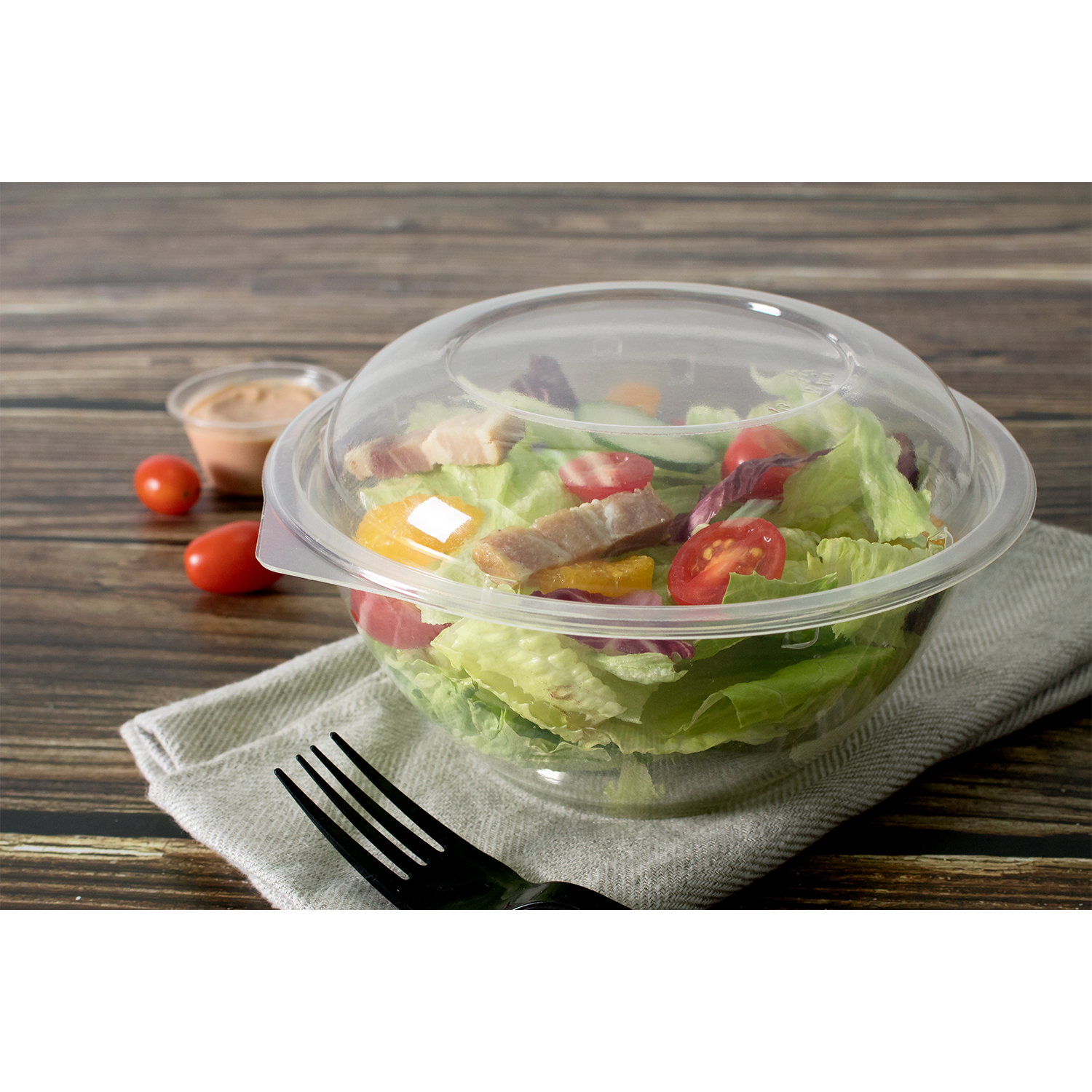 Wholesale 32oz PLA Salad Bowls with Lids, Clear - 300 ct