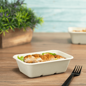 Wholesale 20oz Natural Bagasse Take Out Container, Rectangular - 500 ct