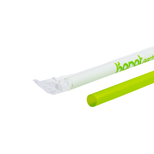 Wholesale 9.5" Eco-Friendly Jumbo Straw, Wrapped - Green - 4,800 ct