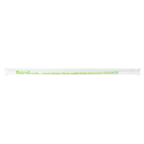 Wholesale 8.75" Eco-Friendly Giant PLA Straws (7mm) Paper Wrapped - Clear - 2,500 ct