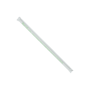 Wholesale 8.75" Eco-Friendly Giant PLA Straws (7mm) Paper Wrapped - Clear - 2,500 ct