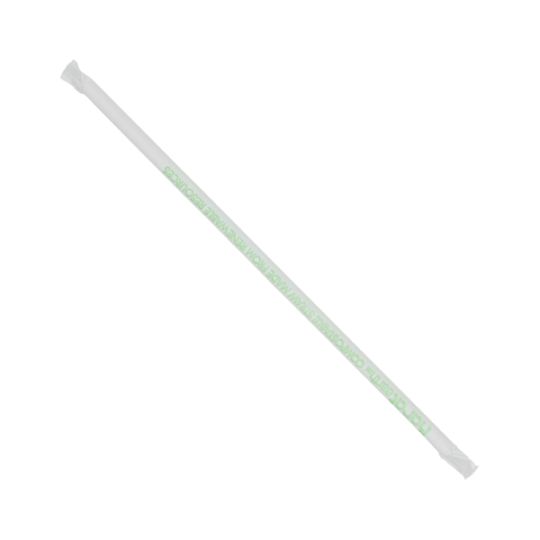 Wholesale 10.25" Giant Eco-Friendly Straws (7mm) Paper Wrapped - Clear - 1,200 ct