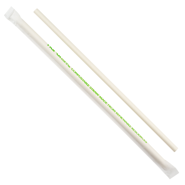 Wholesale 9" Jumbo Eco-Friendly Paper Straw Wrapped - White -1,200 ct