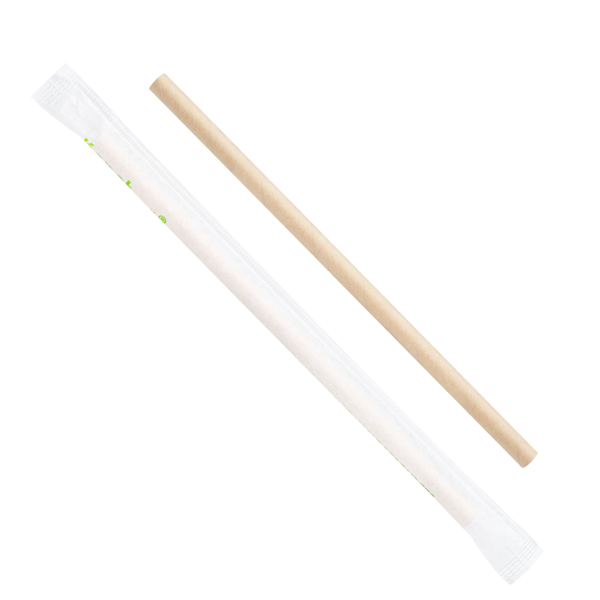 Wholesale 7.75" Eco-Friendly Giant Paper Straw, Paper Wrapped - Kraft - 2,000 ct