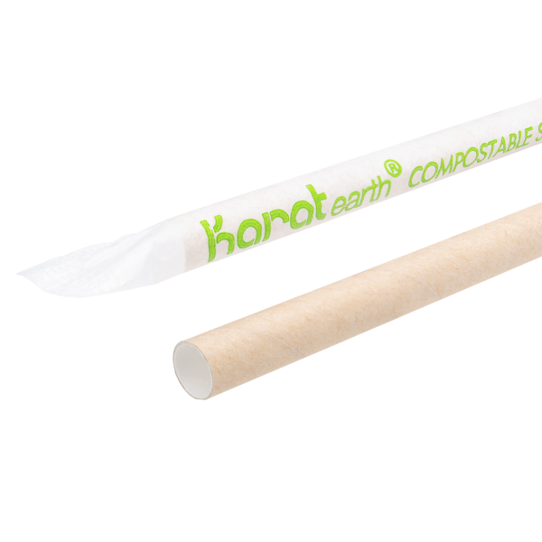Wholesale 7.75" Eco-Friendly Giant Paper Straw, Paper Wrapped - Kraft - 2,000 ct