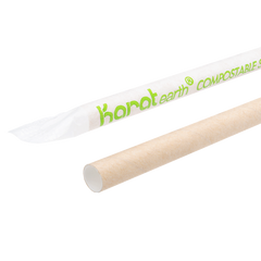 Wholesale 7.75" Eco-Friendly Giant Paper Straw, Paper Wrapped - Kraft - 2,000 ct