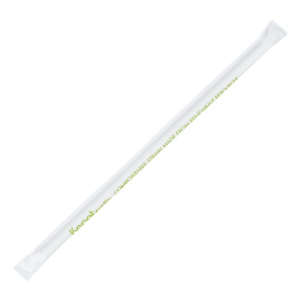 Wholesale 9" Eco-Friendly Giant Paper Straw (7mm) Wrapped - White - 1200 ct