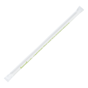 Wholesale 9" Eco-Friendly Giant Paper Straw (7mm) Wrapped - White - 1200 ct