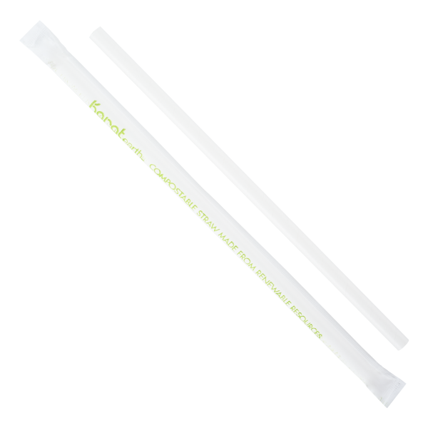 Wholesale 9" Eco-Friendly Giant Paper Straw (7mm) Wrapped - White - 1200 ct