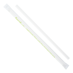 Wholesale 9" Eco-Friendly Giant Paper Straw (7mm) Wrapped - White - 1200 ct