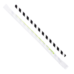 Wholesale 9" Eco-Friendly Giant Paper Straw Wrapped - Black/White - 1,200 ct