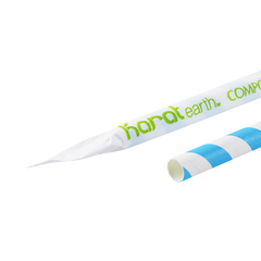 Wholesale 9" Eco-Friendly Giant Paper Straw Wrapped - Blue/White - 1,200 ct