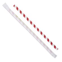 Load image into Gallery viewer, Wholesale 9&quot; Eco-Friendly Giant Paper Straw Wrapped - Red/White - 1,200 ct
