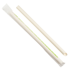 Wholesale 9" Colossal Paper Straw Wrapped Diagonal Cut White - 1,600 ct