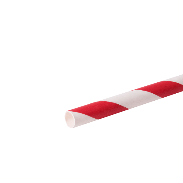 Wholesale Eco-Friendly Stir Unwrapped Paper Straw 5.25" Red Spiral