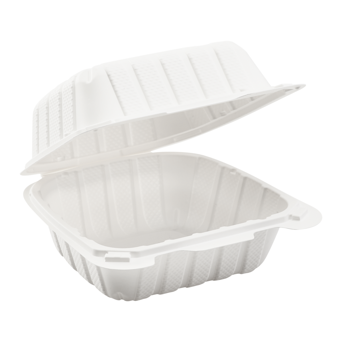 Wholesale 6" x 6" Mineral Filled PP Hinged Container 1 compartment White - 400 ct
