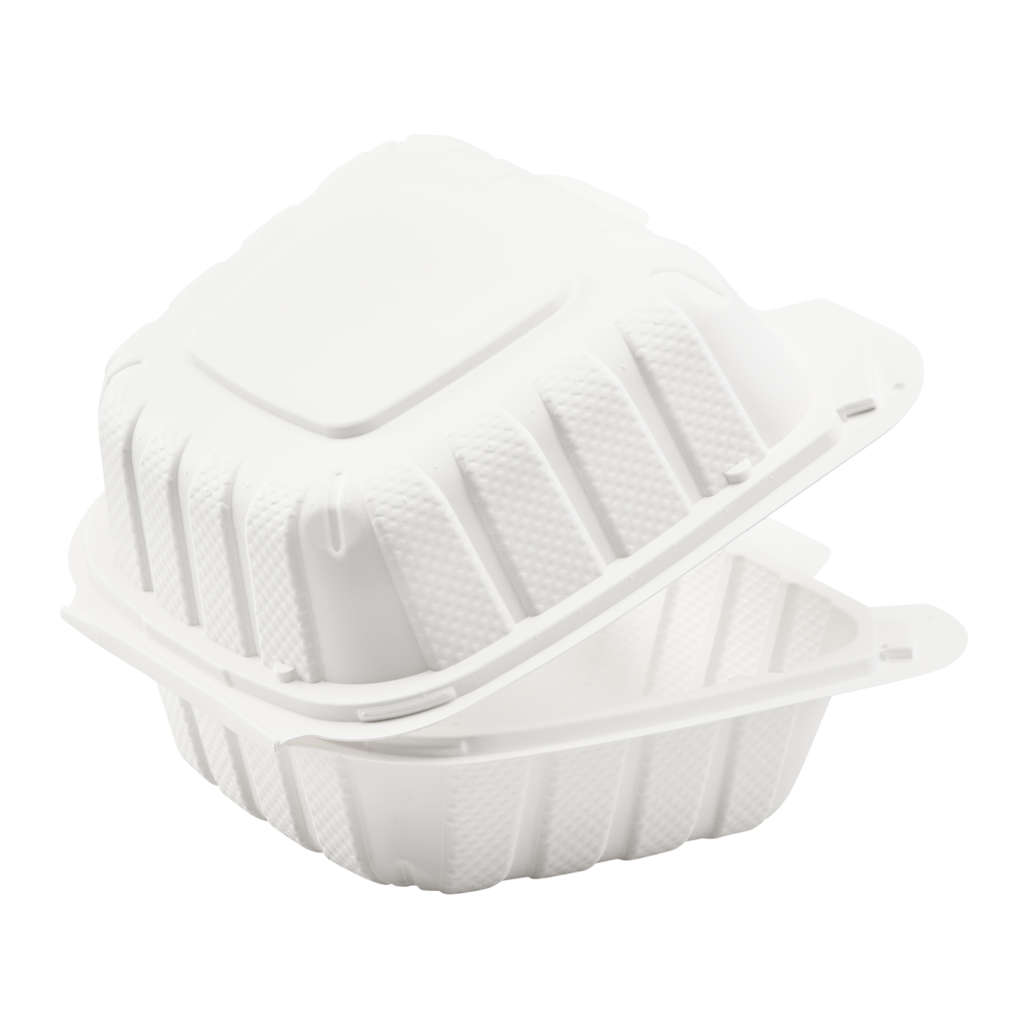 Wholesale 6" x 6" Mineral Filled PP Hinged Container 1 compartment White - 400 ct