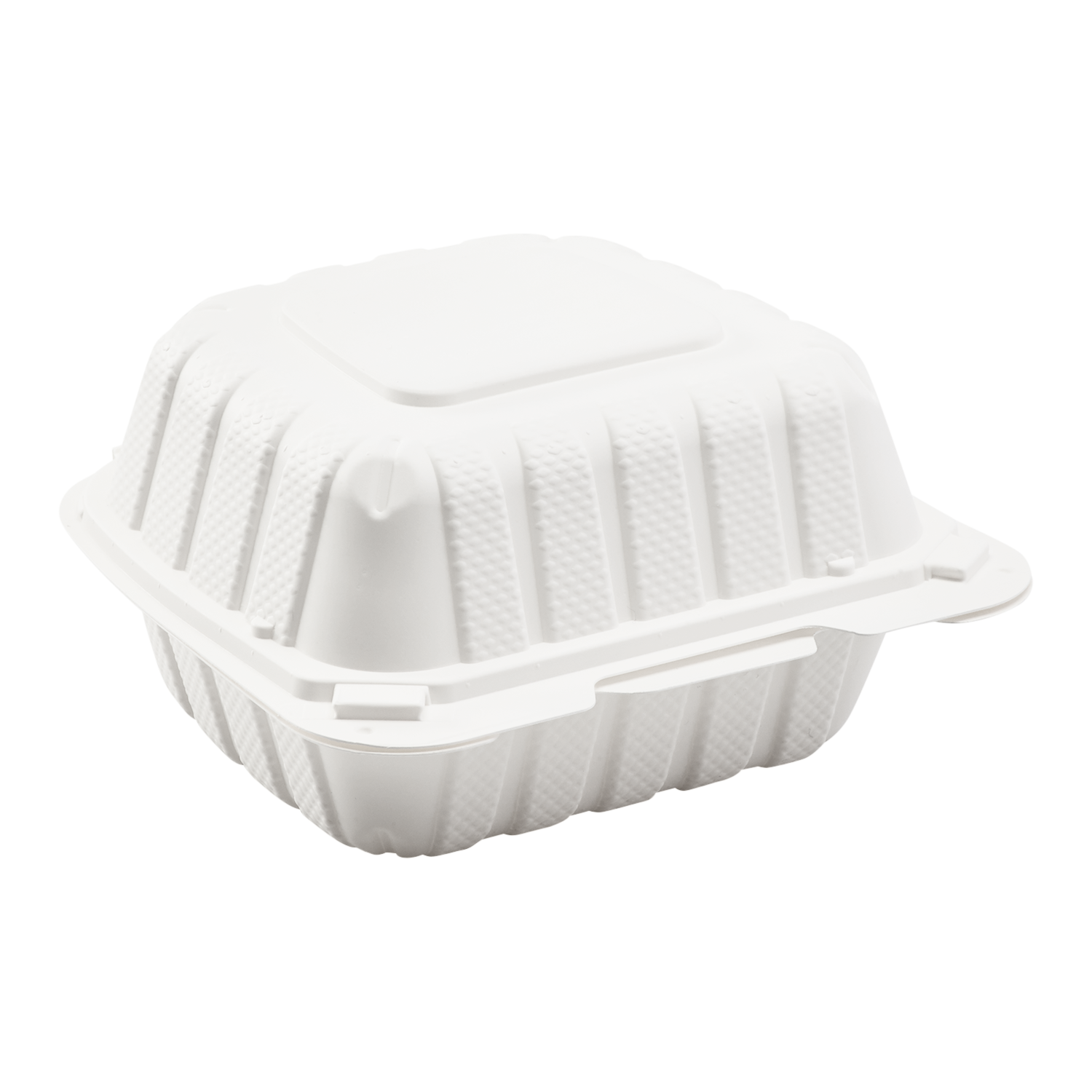 Wholesale 6" x 6" Mineral Filled PP Hinged Container 1 compartment White - 400 ct