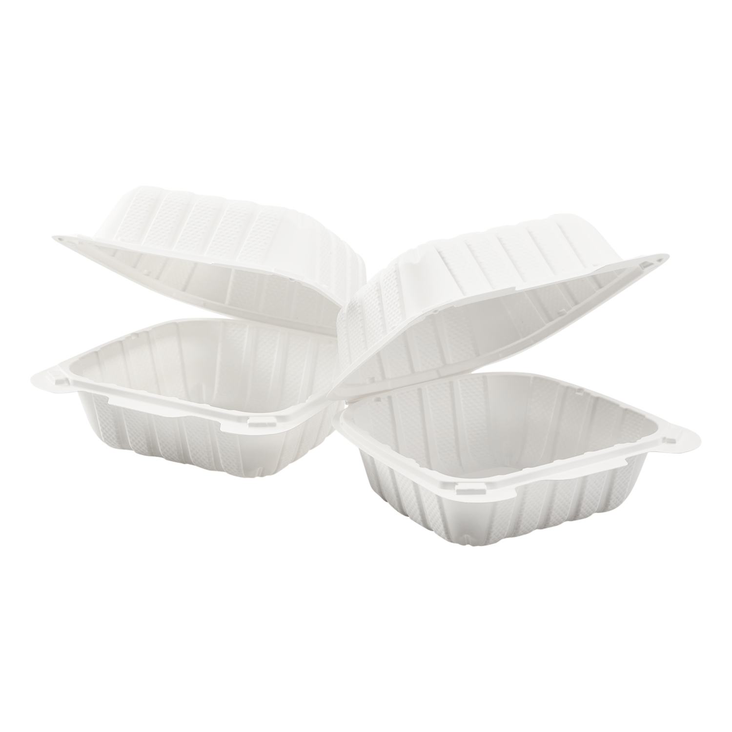 Wholesale 6" x 6" Mineral Filled PP Hinged Container 1 compartment White - 400 ct