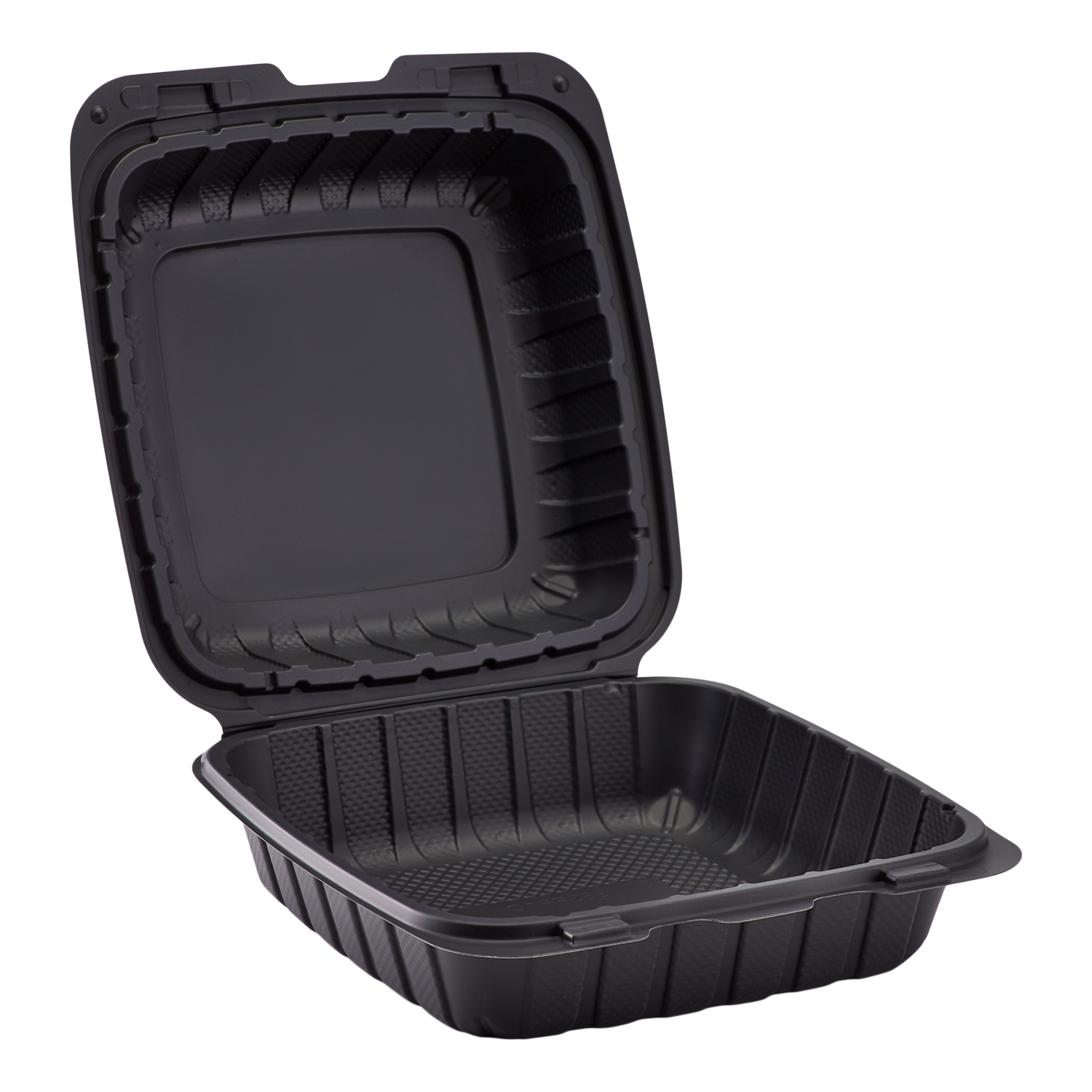 Wholesale 8" x 8" Mineral Filled PP Hinged Container 1 compartment Black - 200ct