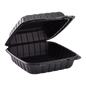 Wholesale 8" x 8" Mineral Filled PP Hinged Container 1 compartment Black - 200ct