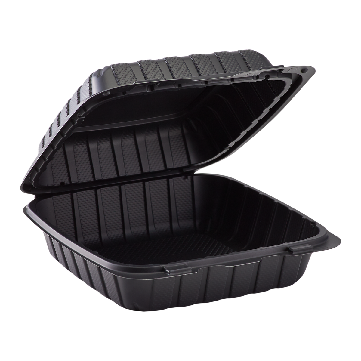 Wholesale 8" x 8" Mineral Filled PP Hinged Container 1 compartment Black - 200ct