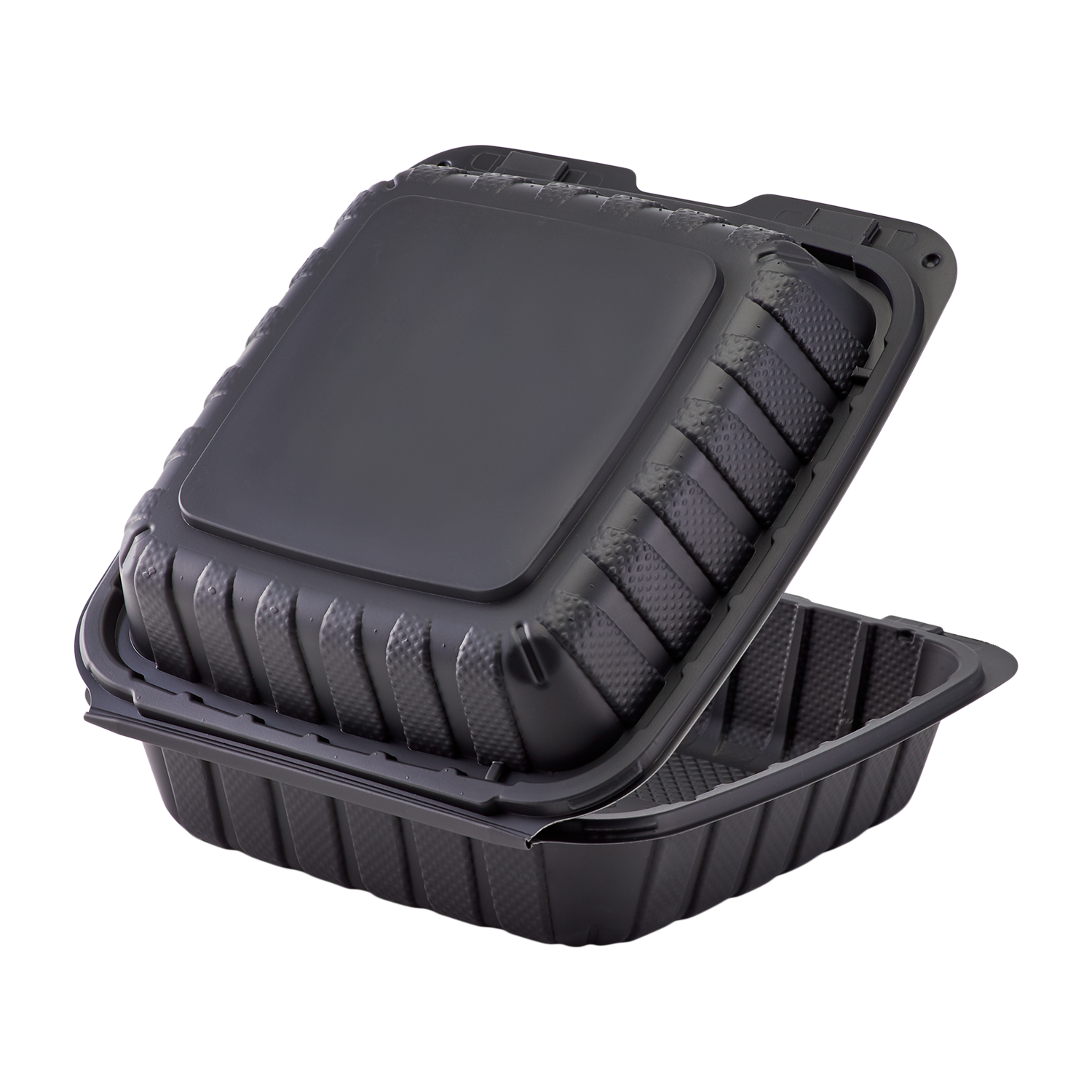 Wholesale 8" x 8" Mineral Filled PP Hinged Container 1 compartment Black - 200ct