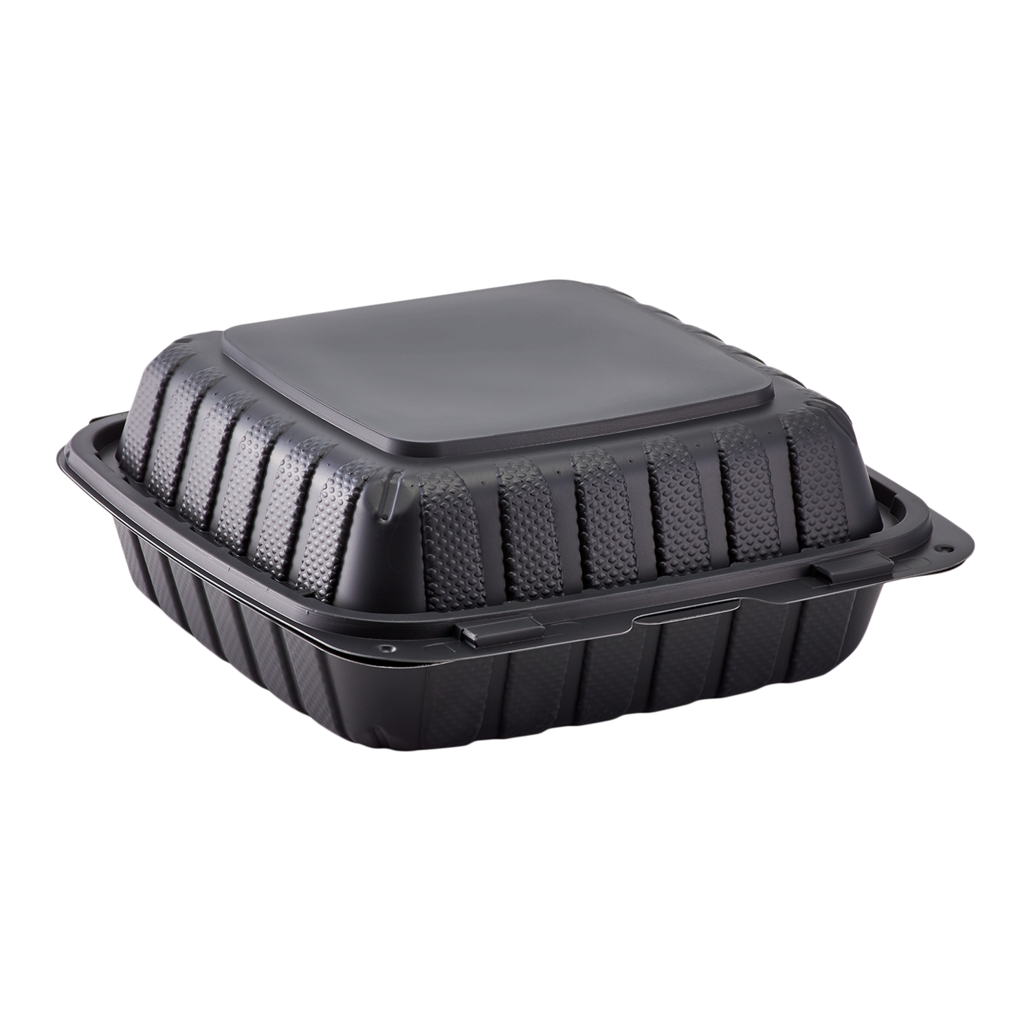 Wholesale 8" x 8" Mineral Filled PP Hinged Container 1 compartment Black - 200ct