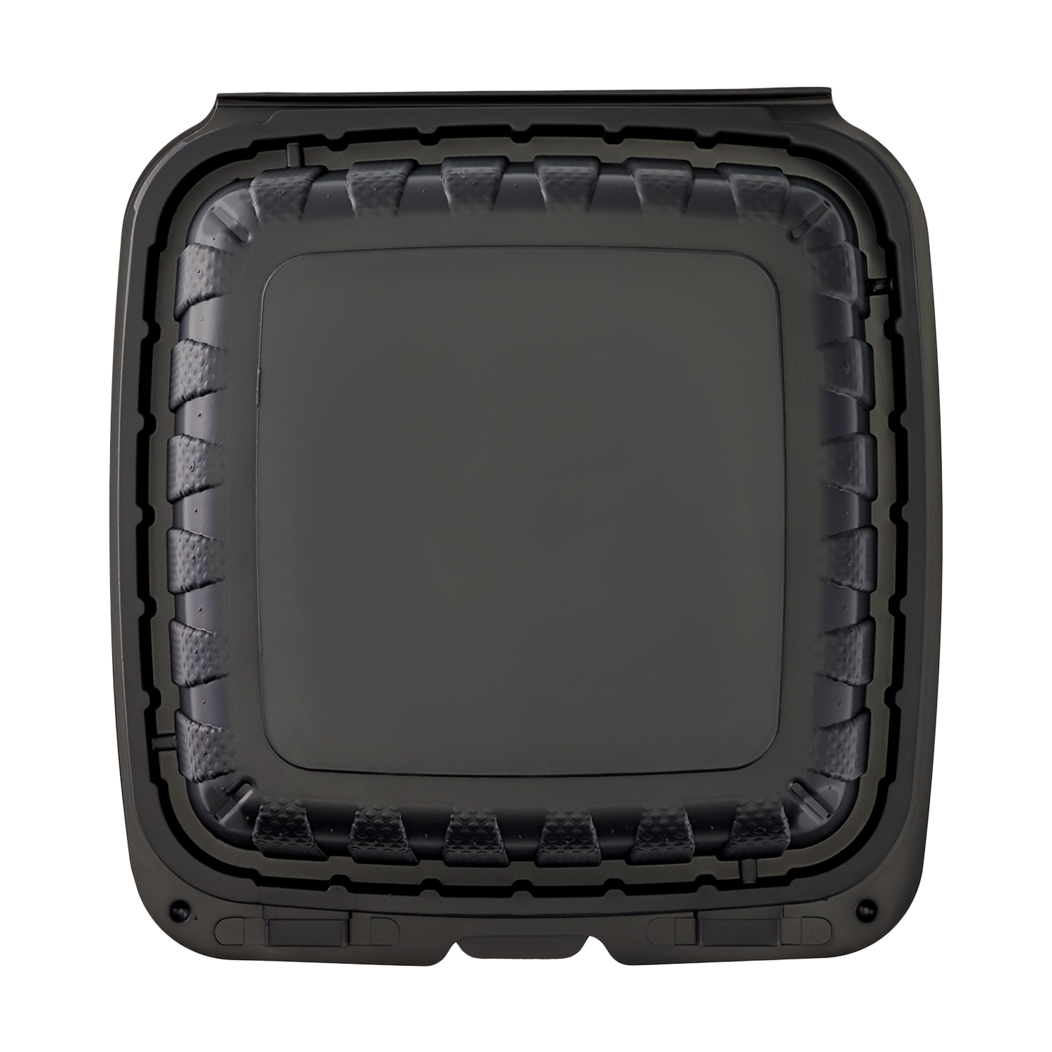 Wholesale 8" x 8" Mineral Filled PP Hinged Container 1 compartment Black - 200ct