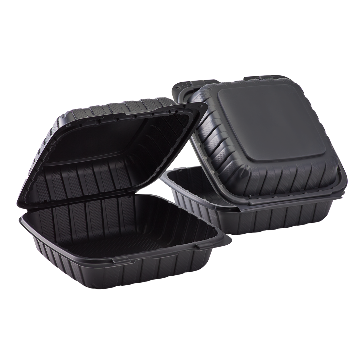 Wholesale 8" x 8" Mineral Filled PP Hinged Container 1 compartment Black - 200ct