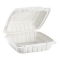 Wholesale 8" x 8" Mineral Filled PP Hinged Container, 1 compartment White - 200 ct