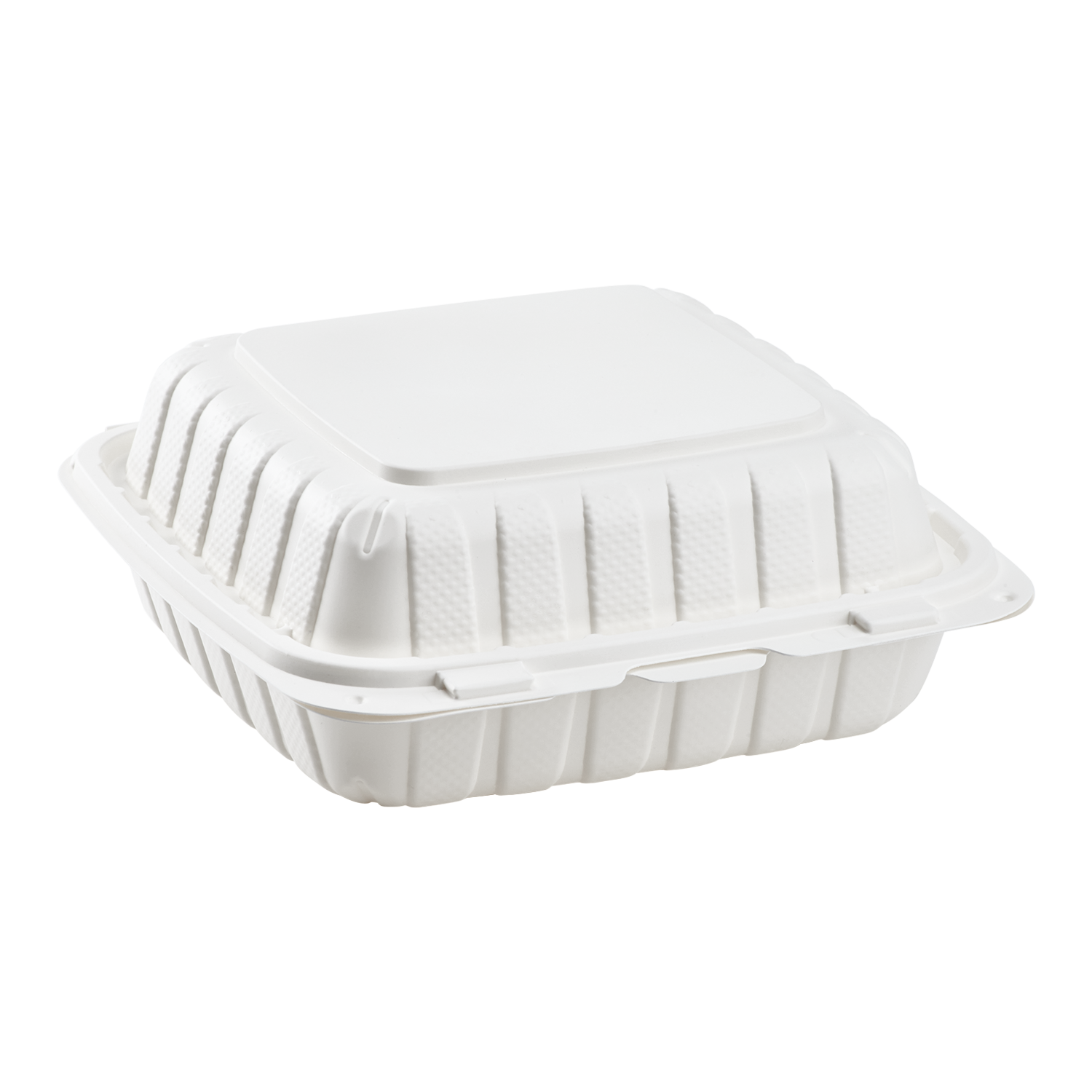 Wholesale 8" x 8" Mineral Filled PP Hinged Container, 1 compartment White - 200 ct