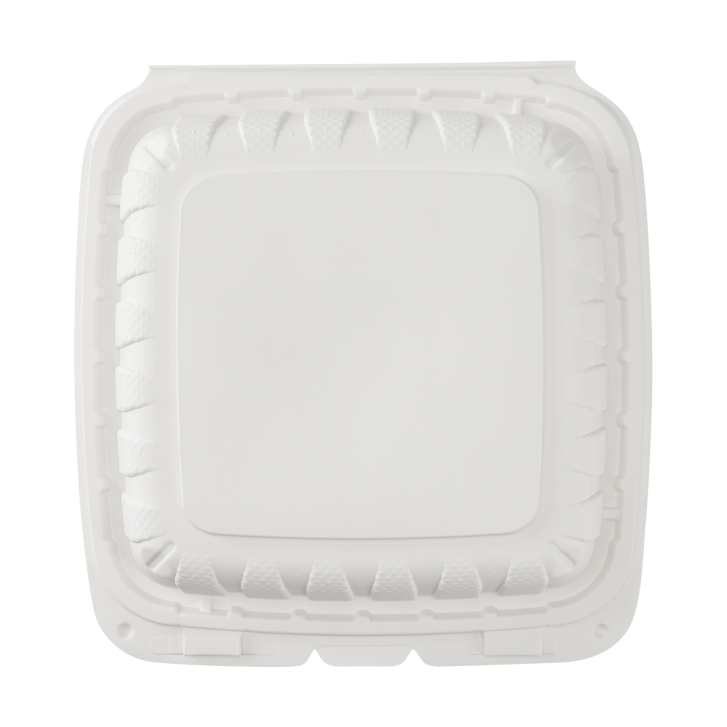 Wholesale 8" x 8" Mineral Filled PP Hinged Container, 1 compartment White - 200 ct