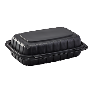 Wholesale 9" x 6" Mineral Filled PP Hinged Container 1 compartment Black - 250 ct